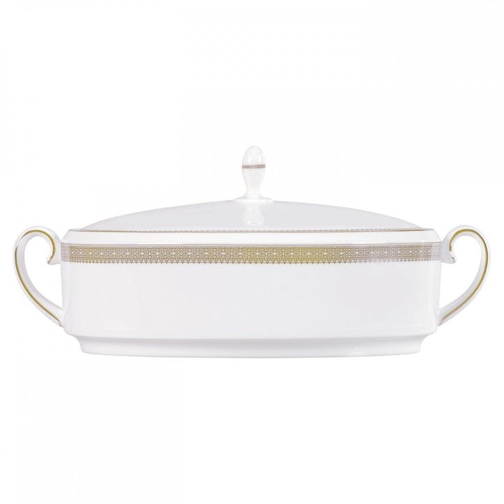 Lace Gold Lidded Vegetable Dish