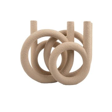 Rings Candle Holder H14.5cm, Sand Brown