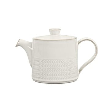 Natural Canvas Textured Teapot, 920ml, Cream