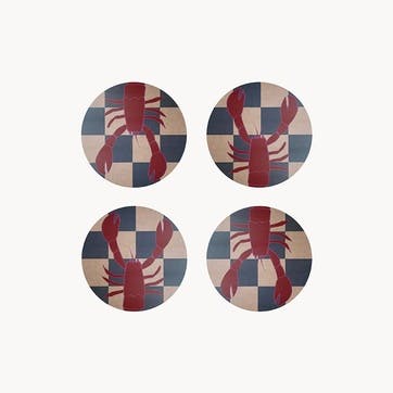 Lobster Set of 4 Coasters, D10cm, Multi