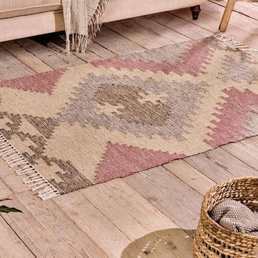 Kulia Wool and Cotton Rug 120 x 180cm, Rust, Faded Black & Natural