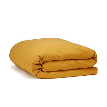 Relaxed Cotton Double Duvet Cover, Ochre