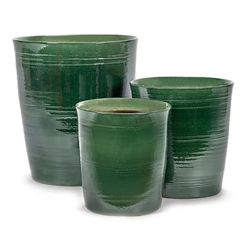 Glazed Lines Pot H44cm, Green