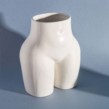 Body Ceramic Vase, H25.50cm, White