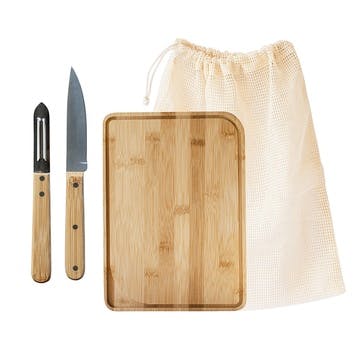 Chef Set Chopping Board 28 x 20cm, Natural