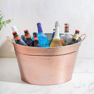 Hammered Galvanised Steel Drinks Bucket , Copper