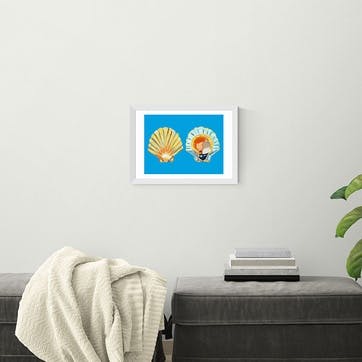 Alice Straker Scallops on Blue Framed Print 45 x 33cm, Blue