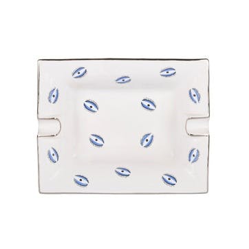 Trinket tray, L20 x W16 x H3.6cm, Casacarta, Eye, white and blue