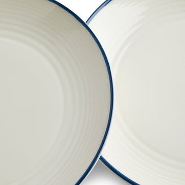 Gordon Ramsay Maze Denim Line Set of 4 Dinner Plates D28cm, White