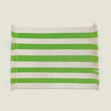 Olivia Striped Set of 4 Woven Placemats D35cm, Green