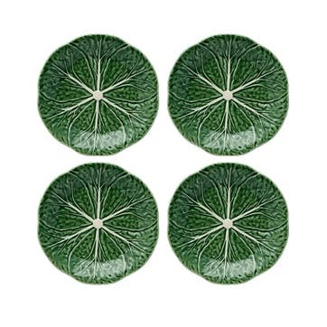 Cabbage Plates, Set Of 4, 19cm, Green