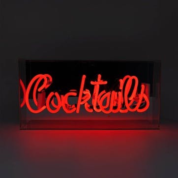 Neon Box Cocktails Glass Sign H38 x W19cm, Red