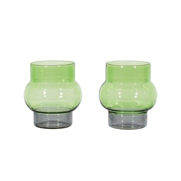 Bump Set of 2 Short Glasses 270ml, Green