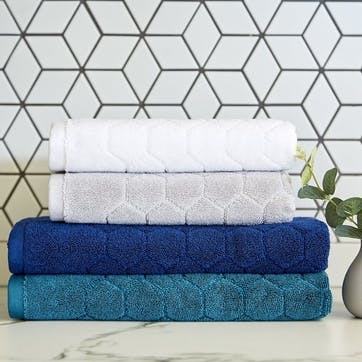 Honeycomb Pair of Bath Towels, Navy