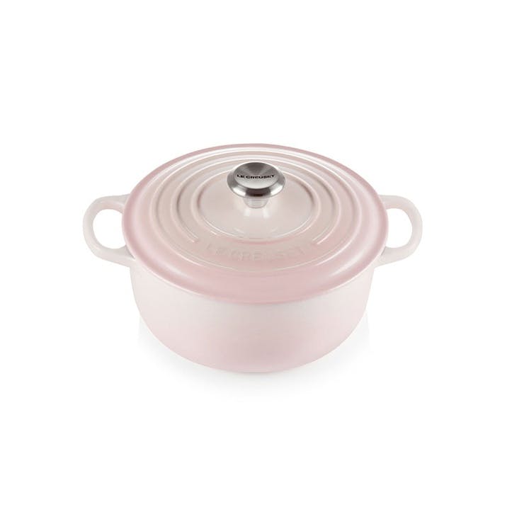 Cast Iron Round Casserole, 20cm, Shell Pink