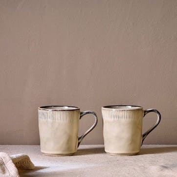 Malia Set of 2 Mugs 380ml, Cream