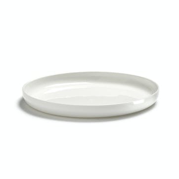 Base, Set of 4 Glazed High Plates, White