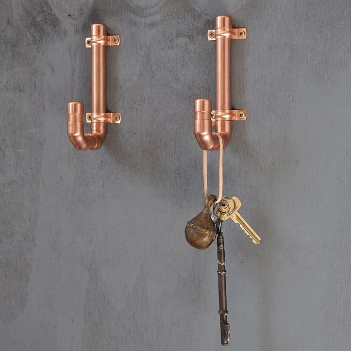 Industrial Copper Coat Hook - 13 x 6.5cm; Copper