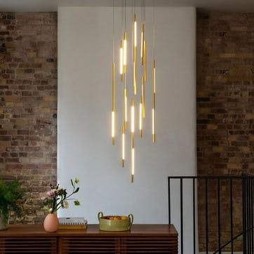 Saber LED 12 Light Cluster Pendant Chandelier   H80cm, Gold