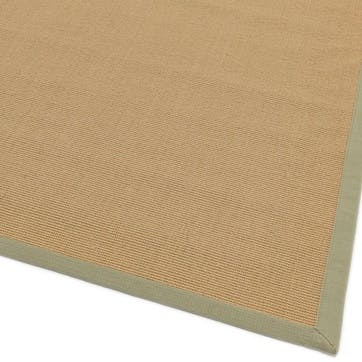 Sisal  linen border runner 200 x 300cm, sage