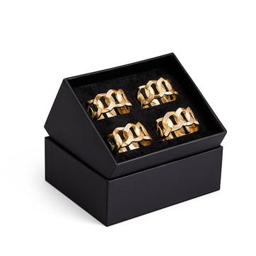 Cuban Link Set of 4 Napkin Rings D6cm, Gold