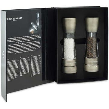 Derwent Titanium  10th Anniversary Edition Salt & Pepper Gift Set, Titanium