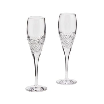 Diamond Mosaic Set of 2 Champagne Flutes 155ml, Clear