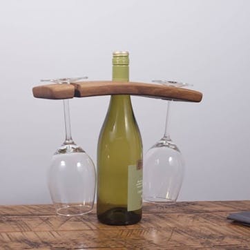 Reclaimed Oak Wine Bottle And Glass Holder, Wood