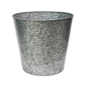 Galvanised Ribbed Planter D37cm, Silver