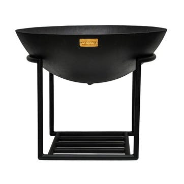 Outdoor Cast Iron Firebowl On Stand, W57cm, Black