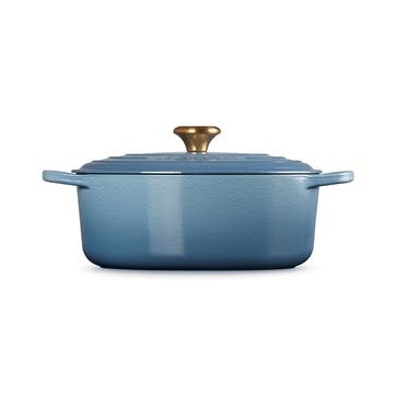 Signature Cast Iron Oval Casserole 27cm, Chambray