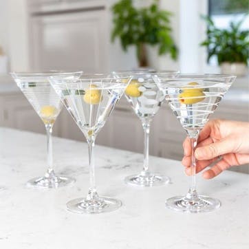 Cheers Set of 4 Martini Glasses, 290ml, Clear