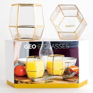 Geo Glasses - 2 Pack; Gold