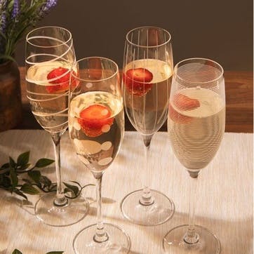 Cheers Set of 4 Champagne Flute Glasses 250ml, Clear