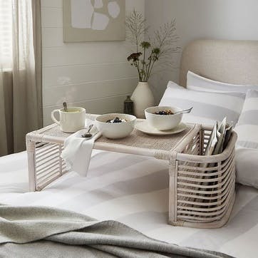 Whitewashed Rattan Breakfast In Bed Tray , Natural