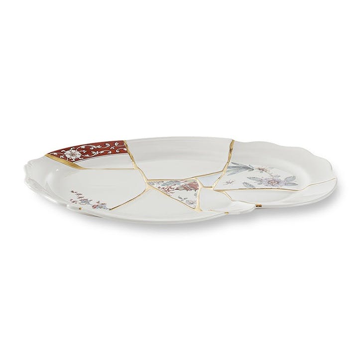 Platter, L49 x W29.5 x H3.5cm, Seletti, Kintsugi, white/gold