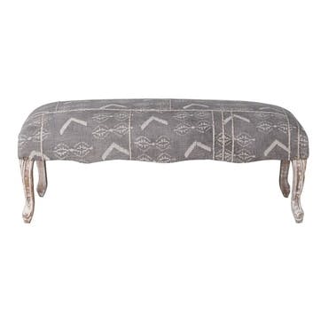 Zuri Patterned Carved Bench, Grey