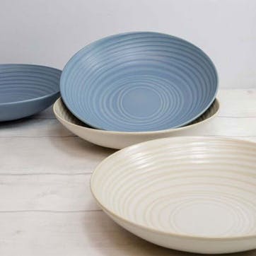 Stoneware Set of 4 Coupe Pasta Bowls D22cm, Blue