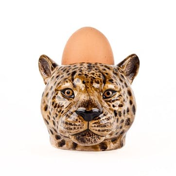 Leopard Face Pair of Egg Cups H7.5cm Yellow