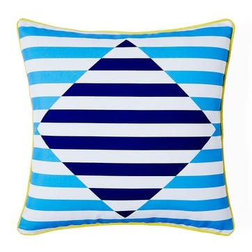 Flip Stripe Reversible Outdoor Cushion 51x51cm, Blue/White