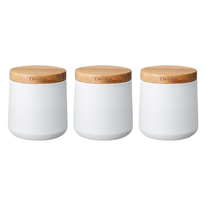 Set of 3 Storage Canisters, D11 x H10cm, White