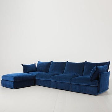 Model 06 4 Seater Sofa With Chaise, Navy
