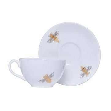 Teacup and saucer, 150ml, Casacarta, Bee, white