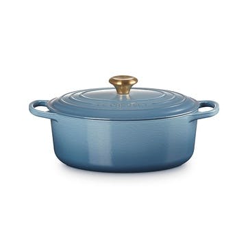 Signature Cast Iron Oval Casserole 27cm, Chambray