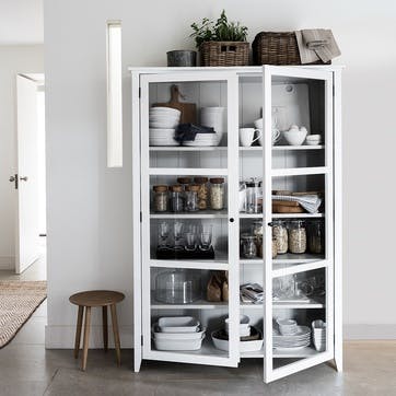 Glass Display Cabinet, White Grey