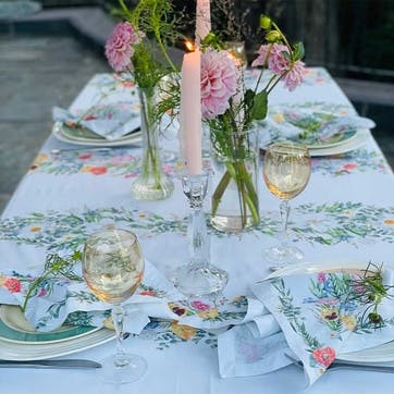 English Garden Vintage Cotton Tablecloth 170 x 260cm, Green