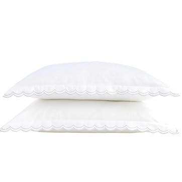 Scallop Edge Pair of Oxford Pillowcases, Silver