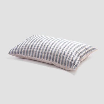 Seersucker Stripe Standard Cotton Pillowcase Pair, Warm Blue