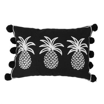 Pineapples Cushion, White on Black