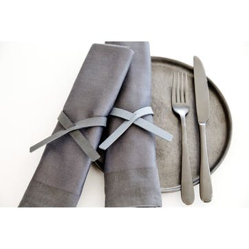 Recycled Leather Loop Napkin Ring, Anthracite Grey